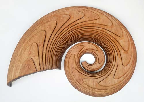 "Sliced Om Half Shell" Wood, 22" x 17" x 5" by artist Paulapart Pino. See his portfolio by visiting www.ArtsyShark.com