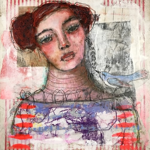"Proverbs" Mixed Media on Wood, 6" x 6" by artist Mystele. See her portfolio by visiting www.ArtsyShark.com.