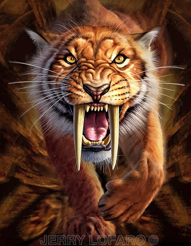 "Sabertooth" Digital Illustration, 12" x 18" by artist Jerry Lofaro. See his portfolio by visiting www.ArtsyShark.com