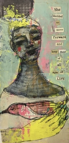 "Signs of Life" Mixed Media on Paper, 4" x 12" by artist Mystele. See her portfolio by visiting www.ArtsyShark.com.