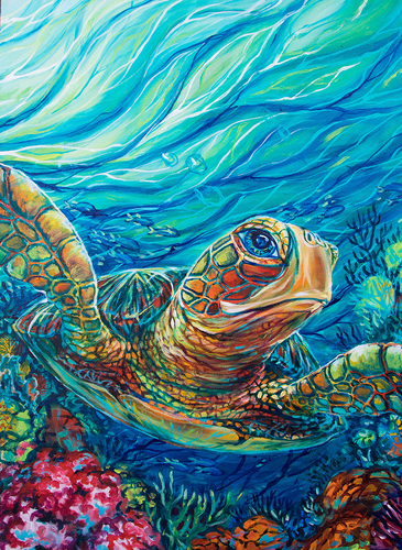 “Explorer” Acrylic on Canvas, 24” x 18” by artist Kelly Quinn. See her portfolio by visiting www.ArtsyShark.com