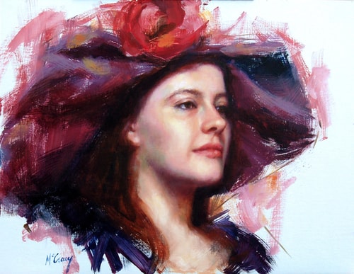 "Flowered Hat" Oil, 18" x 14" by artist Suellen McCrary. See her portfolio by visiting www.ArtsyShark.com