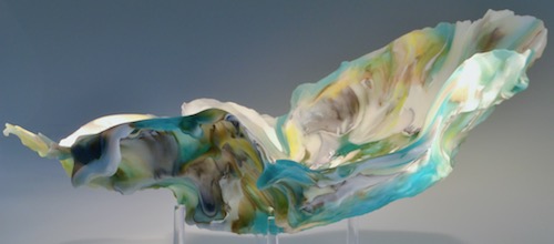 “Splash” Glass Sculpture, 14.5” x 13” x 5”by artist Lori Schinelli. See her portfolio by visiting www.ArtsyShark.com 