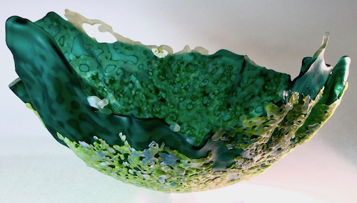 “Weedline” Glass Sculpture, 16” x 15.5” x 7.5” by artist Lori Schinelli. See her portfolio by visiting www.ArtsyShark.com
