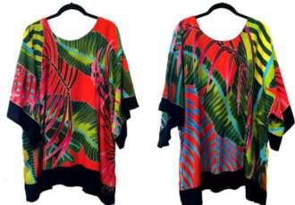 "Fiery Palms" handpainted top from a design by Eileen Seitz. Read about it at www.ArtsyShark.com