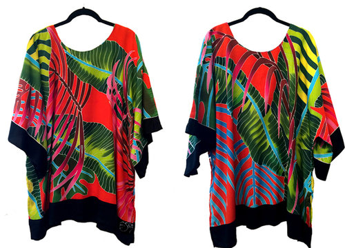 "Fiery Palms" handpainted top from a design by Eileen Seitz. Read about it at www.ArtsyShark.com