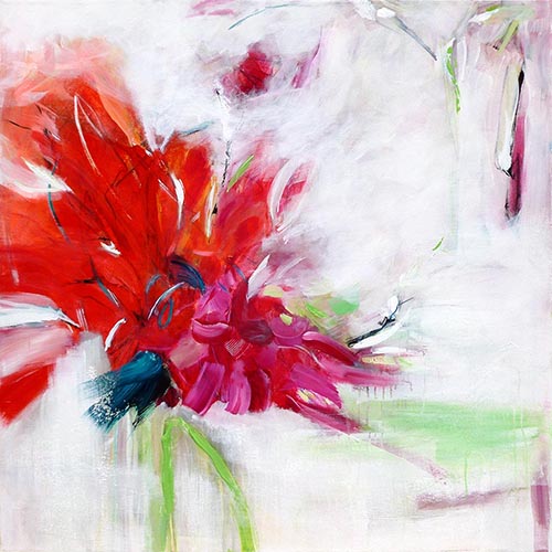 "La Noce" Mixed Media, 40" x 40" by artist Chantal LeBlanc. See her portfolio by visiting www.ArtsyShark.com