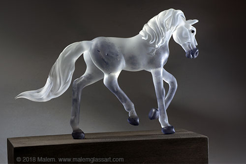 “Nelly” (Commemorative Horse Portrait) Borosilicate Glass Flame Worked, 5” Tall by artist Malem Lemieux. See her portfolio by visiting www.ArtsyShark.com