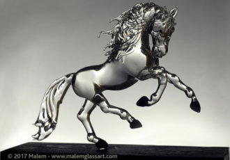“Cantering Andalusian” Borosilicate Glass Flame Worked, 5.5” Tall by artist Malem Lemieux. See her portfolio by visiting www.ArtsyShark.com
