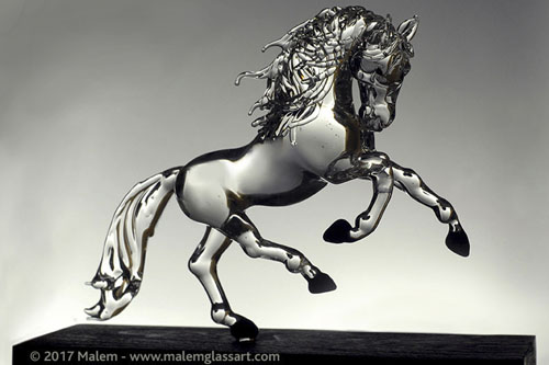 “Cantering Andalusian” Borosilicate Glass Flame Worked, 5.5” Tall by artist Malem Lemieux. See her portfolio by visiting www.ArtsyShark.com