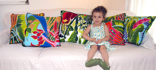 Eileen Seitz's line also includes handpainted pillows. See them at www.ArtsyShark.com