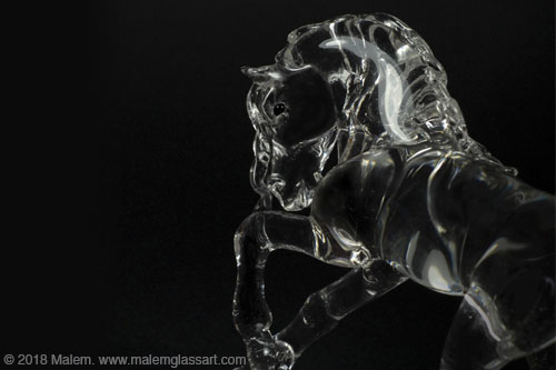 “Silent Force - Andalusian Trotting” Borosilicate Glass Flame Worked, 4” Tall by artist Malem Lemieux. See her portfolio by visiting www.ArtsyShark.com