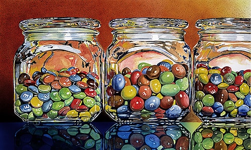 "Sweet Reflections 2" Watercolor, 36" x 24" by artist Al Vesselli. See his portfolio by visiting www.ArtsyShark.com