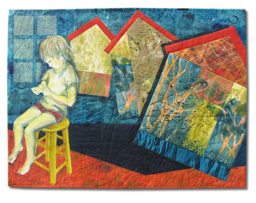 “Saying the Magic Words” Textile Collage/Art Quilt, 43” x 34” by artist Bobbi Baugh. See her portfolio by visiting www.ArtsyShark.com