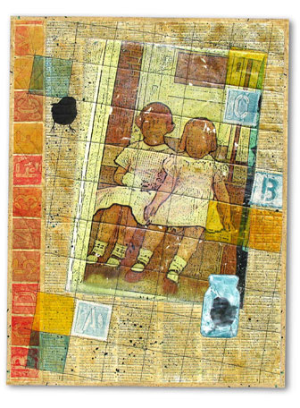 “Small Expectations” Textile Collage/Art Quilt, 24” x 33” by artist Bobbi Baugh. See her portfolio by visiting www.ArtsyShark.com