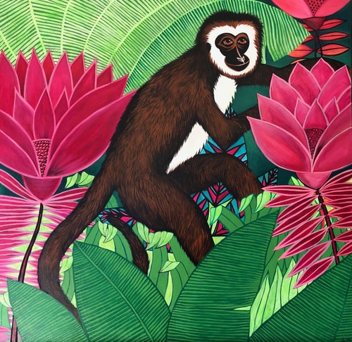 "Monkey 2" Painting by artist Anne Rittman. See her portfolio by visiting www.ArtsyShark.com