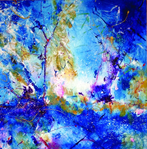 "Flurry" Acrylic on Canvas, 30" x 30" by artist Elise Sinatro. See her portfolio by visiting www.ArtsyShark.com