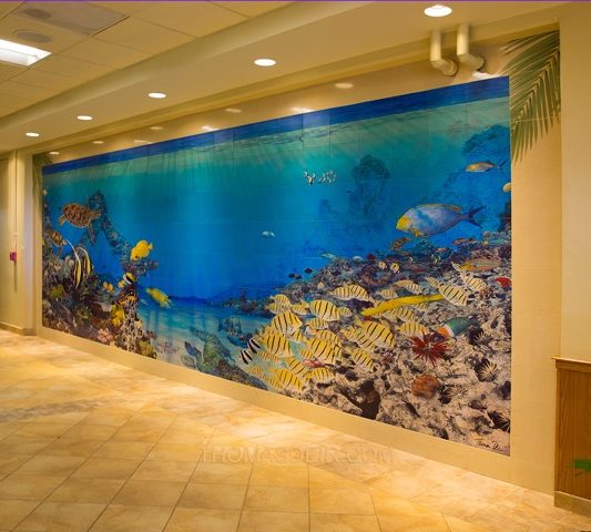 Mural at Hale Koa Hotel in Waikiki by Thomas Deir. See his interview at www.Artsyshark.com
