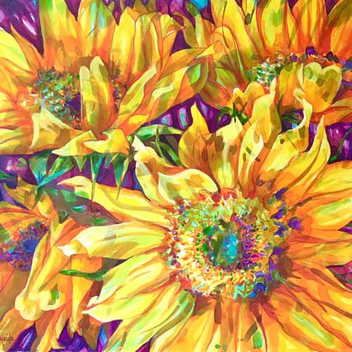 "Sunshine on My Shoulders" Fluid Acrylic on Canvas, 36" x 36" by artist Marita Gentry. See her portfolio by visiting www.ArtsyShark.com
