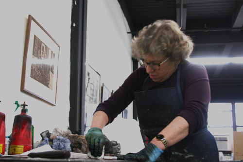 Artist Dale Klein at work in her studio. See her portfolio by visiting www.ArtsyShark.com