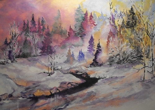 "Nature's Rainbow" Watercolor, 15" x 11" by artist Clyde D. Finlay. See his portfolio by visiting www.ArtsyShark.com