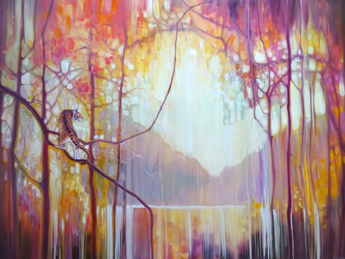 "In Another Place" Oil, 48" x 36" by artist Gill Bustamante. See her portfolio by visiting www.ArtsyShark.com