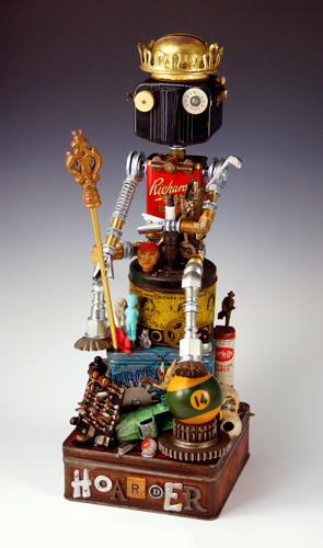 "Hoarder" Mixed Media, 18” by artist Amy Flynn. See her portfolio by visiting www.ArtsyShark.com