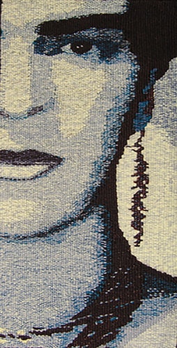 "Blue Frida II" Tapestry, 10" x 20" by artist Barbara Burns. See her portfolio by visiting www.ArtsyShark.com