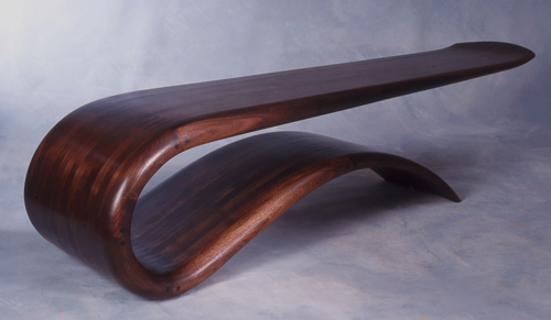 “Hair Pin Coffee Table” Walnut, 16” x 22” x 54” by artist Mark Levin. See his portfolio by visiting www.ArtsyShark.com