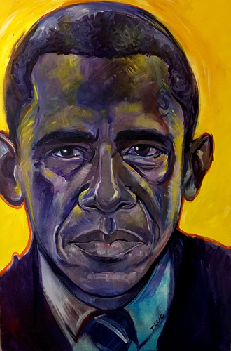 "Obama" Acrylic, 24" x 36" by artist Terry Luc. See this artist's portfolio by visiting www.ArtsyShark.com