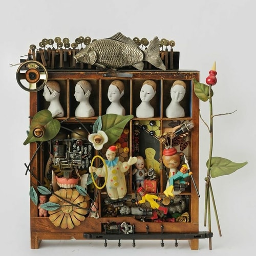 “It's only life” Assemblage, 18” x 16” x 5” by artist Gale Rothstein. See her portfolio by visiting www.ArtsyShark.com