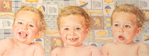 “Aiden” Colored Pencil on Paper, 24" x 8" by artist Betzi Stein. See her portfolio by visiting www.ArtsyShark.com
