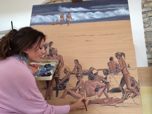 Artist Isabella Monari in her studio. See her portfolio by visiting www.ArtsyShark.com