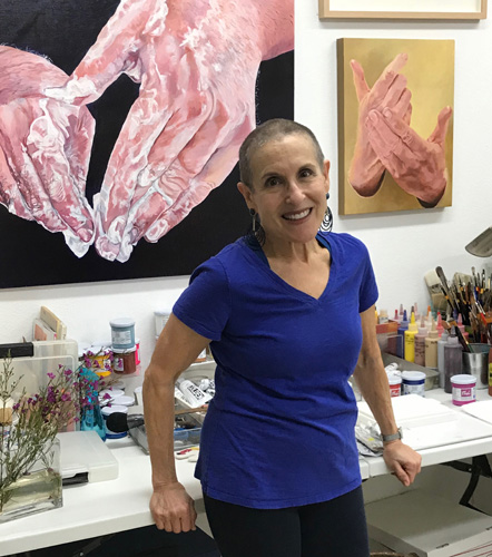 Artist Betzi Stein in her studio. See her portfolio by visiting www.ArtsyShark.com