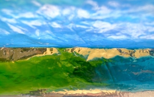 "Bridgehampton Hills" Mixed Media on Canvas, 60" x 40" by artist Bergés Alvarez. See his portfolio by visiting www.ArtsyShark.com