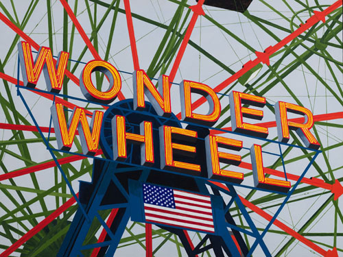 "WonderWheel" Acrylic on Panel, 24" x 18" by artist Colleen Devlin Bang. See her portfolio by visiting www.ArtsyShark.com