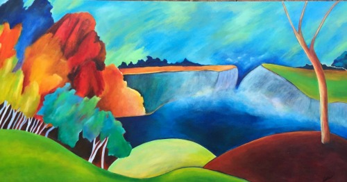 “Convergence” Acrylic, 48” x 24” by artist Elizabeth Fontaine-Barr. See her portfolio by visiting www.ArtsyShark.com