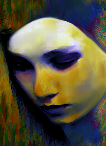 "Doubt" Digital Painting on Paper, 22" x 30" by artist Darla Ferrara. See her portfolio by visting www.ArtsyShark.com
