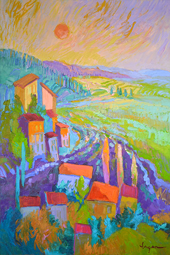 "Lavender Sunset" Oil, 24" x 36" by artist Dorothy Fagan. See her portfolio by visiting www.ArtsyShark.com