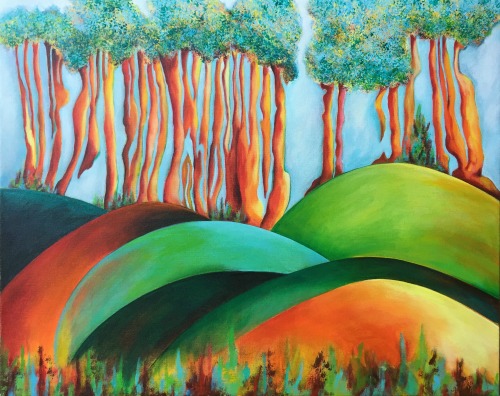 “Forest Waltz” Acrylic, 30” x 24” by artist Elizabeth Fontaine-Barr. See her portfolio by visiting www.ArtsyShark.com