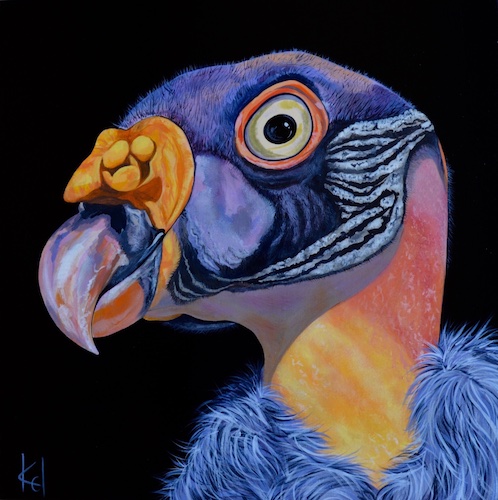 "King Vulture" Acrylic, 20" x 20" by artist Kelly Moran. See her portfolio by visiting www.ArtsyShark.com