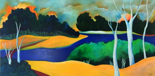 “On The Way” Acrylic, 48” x 24” by artist Elizabeth Fontaine-Barr. See her portfolio by visiting www.ArtsyShark.com