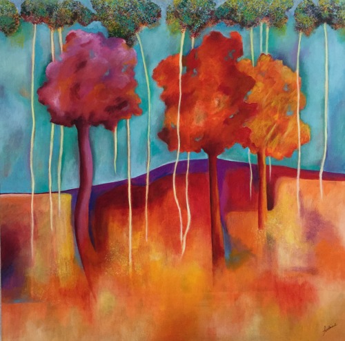 “Orange Trees” Acrylic, 24” x 24” by artist Elizabeth Fontaine-Barr. See her portfolio by visiting www.ArtsyShark.com