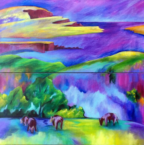 “Purple Graze” Acrylic, 24” x 24” by artist Elizabeth Fontaine-Barr. See her portfolio by visiting www.ArtsyShark.com