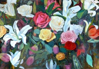 "Abundance" Oil on Linen, 108" x 78". See her portfolio by visiting www.ArtsyShark.com