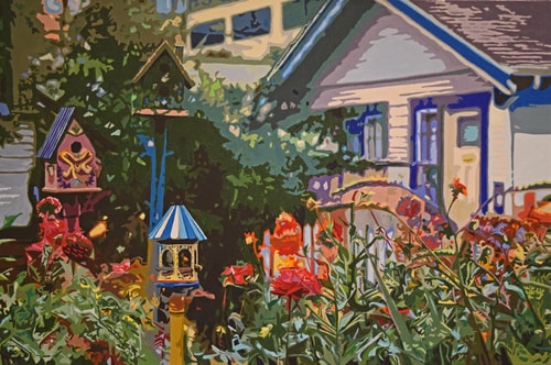 “A Garden of Verses” Acrylic on Canvas, 36” x 24” by artist Connie Dillon. See her portfolio by visiting www.ArtsyShark.com