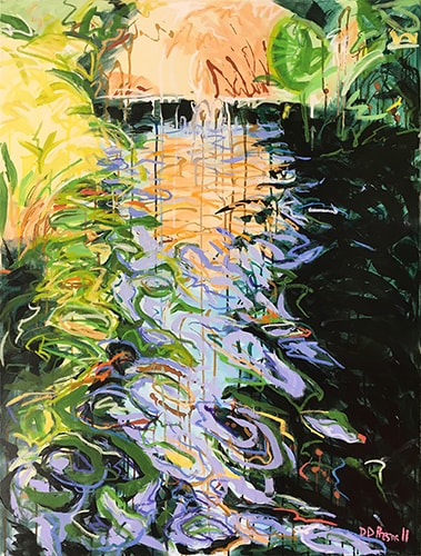 “More Rippling” Acrylic and Oil Paint Stick on Canvas, 36” x 48” by artist Denise Presnell. See her portfolio by visiting www.ArtsyShark.com