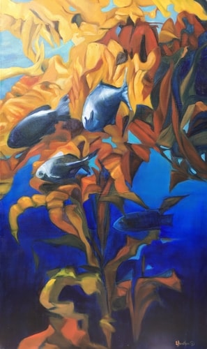 “Abundance in the Deep” Oil on Canvas, 36” x 60” by artist Leanne Hamilton. See her portfolio by visiting www.ArtsyShark.com