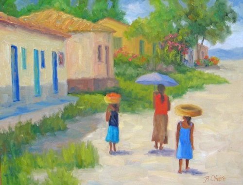 "Afternoon Stroll" oil, 16" x 20" by artist Bunny Oliver 