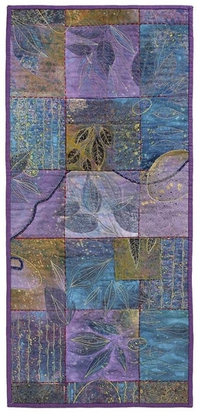 “Evening Sky #1” Mixed Media and Stitching on Cloth, 15” x 33” by artist Cheryl Rezendes. See her portfolio by visiting www.ArtsyShark.com